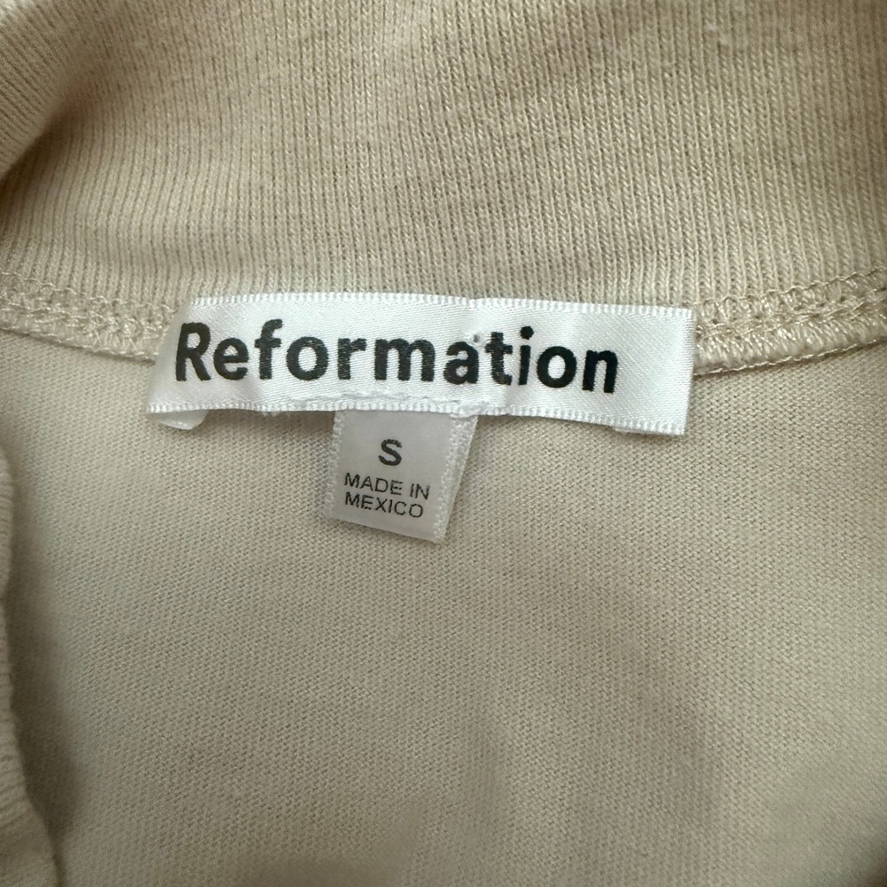Reformation Tan Organic Cotton Longer Line Tee Size S - Picture 9 of 10